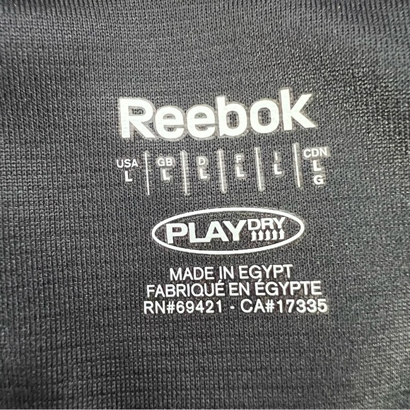 Reebok Playdry Men’s Polo Shirt Sz Large Black/Gray Short Sleeve 3 Button Front - Picture 4 of 11